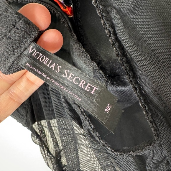 Victoria’s Secret Black & Floral Bow Lace Bustier Push‎ Up Teddy Slip 36C - Picture 9 of 12